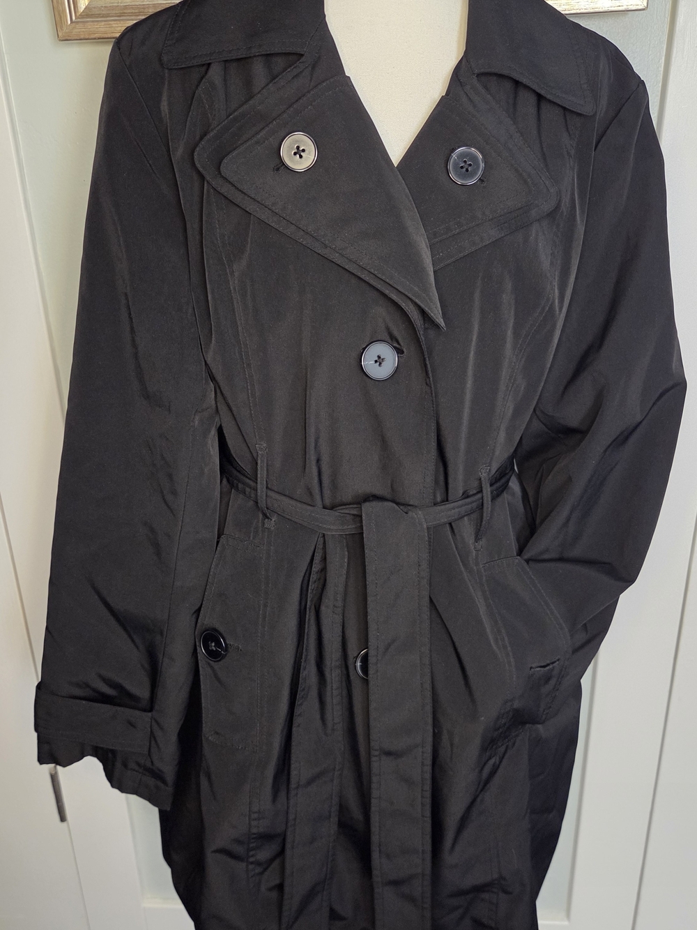 London Fog Black Double-Breasted Trench Coat with Belt